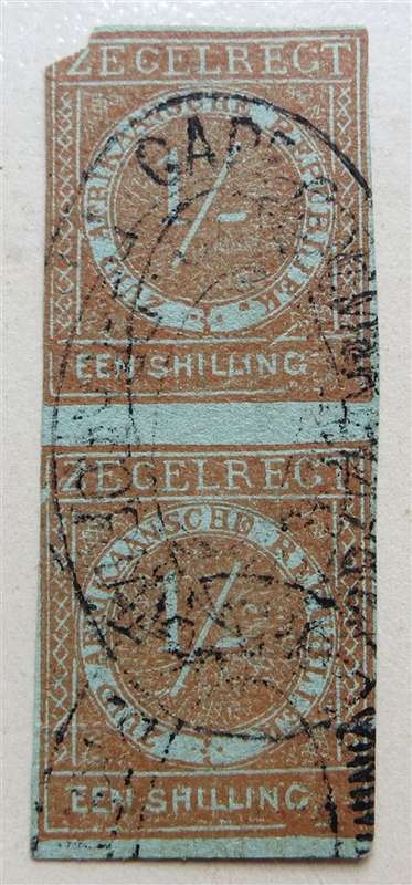 Zegelregt ZAR 1 Shilling Pair  Revenue stamp