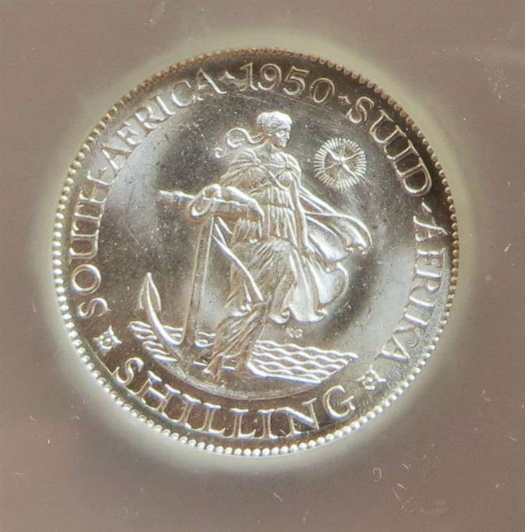 1950 SA MS64 SANGS Silver 1 Shilling Graded