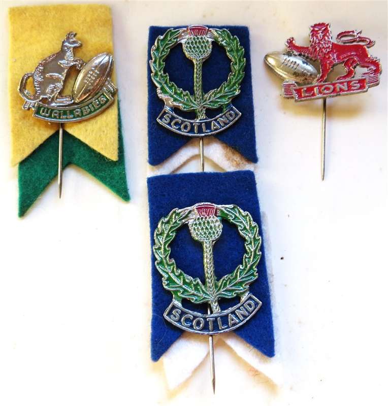 4 x Vintage travelling Rugby Test Teams lapel Badges Lot - 1 Bid for All
