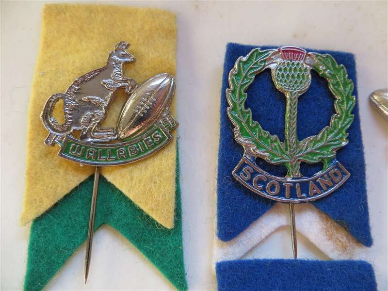 4 x Vintage travelling Rugby Test Teams lapel Badges Lot - 1 Bid for All