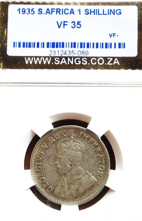 1935 SA VF35 SANGS Silver 1 Shilling Graded