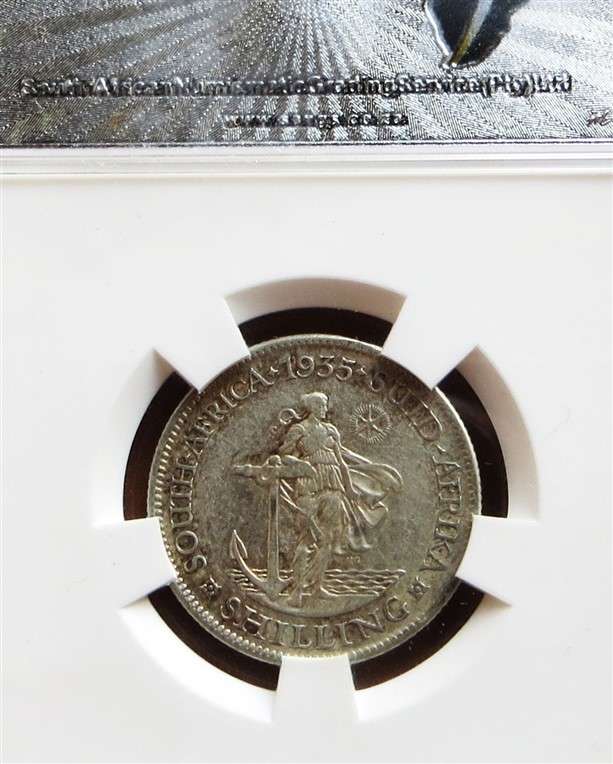 1935 SA VF35 SANGS Silver 1 Shilling Graded