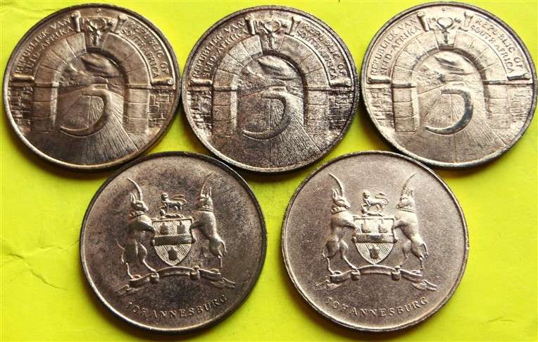 1966 - 5 x Republic of SA 5 Years Johannesburg Medallion - Bid per Medallion