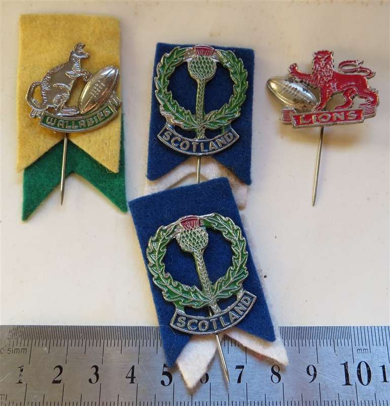4 x Vintage travelling Rugby Test Teams lapel Badges Lot - 1 Bid for All