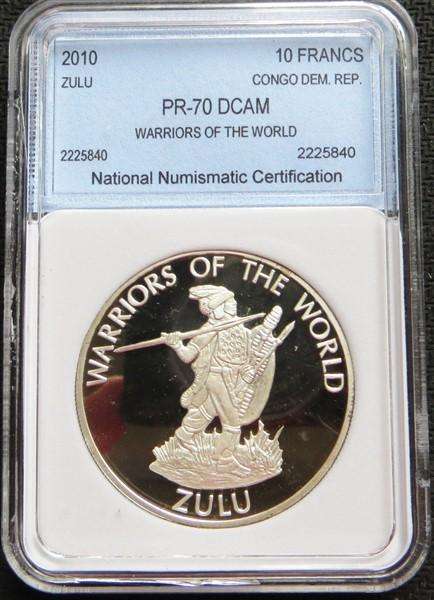 2010 Congo - Zulu Warrior - 10 Fr - PF70 DCAM