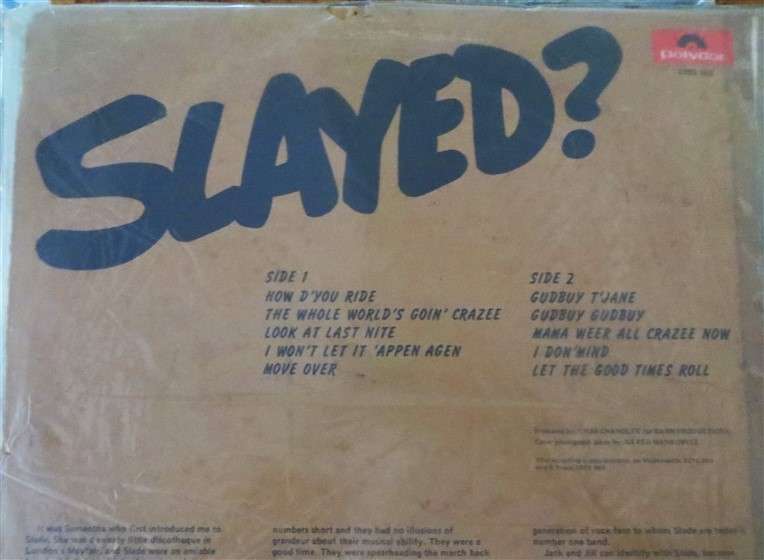 Slade - Slayed? Vinyl LP VG/Cover poor