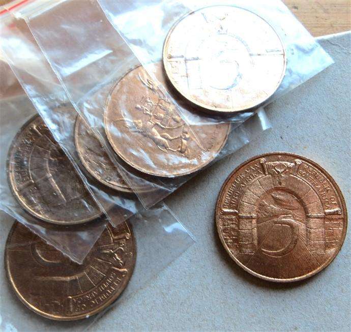 1966 - 5 x Republic of SA 5 Years Johannesburg Medallion - Bid per Medallion