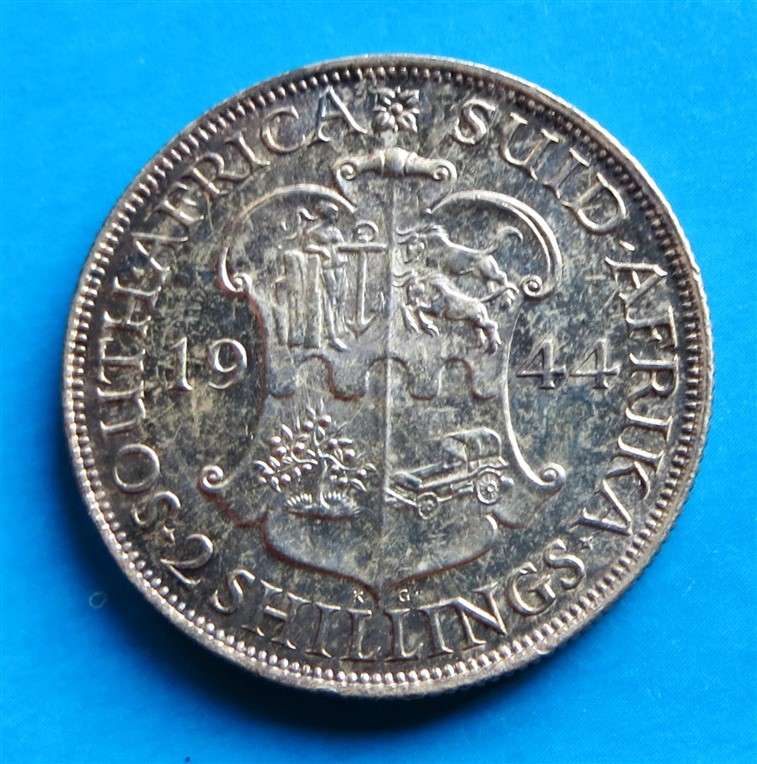 1944 SA Union Silver 2 Shillings - High Value Low Mintage - See Details