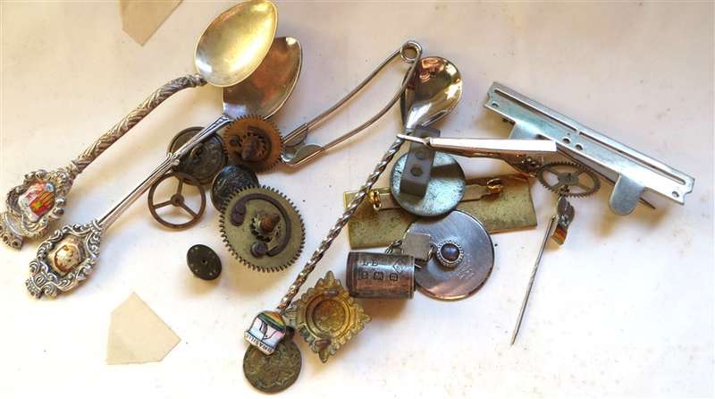 Silver Hallmarked Collar + unknown spoons ,Buttons,Parts -  1 Bid for All