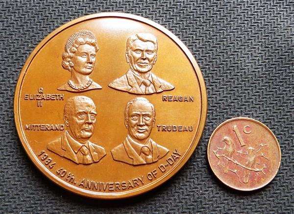 1984 Large 40th Anniversary of D-Day Medallion - 1c to indicate size not included