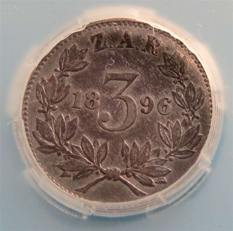 1896 ZAR 3d Tiekie Silver SANGS XF45 Graded