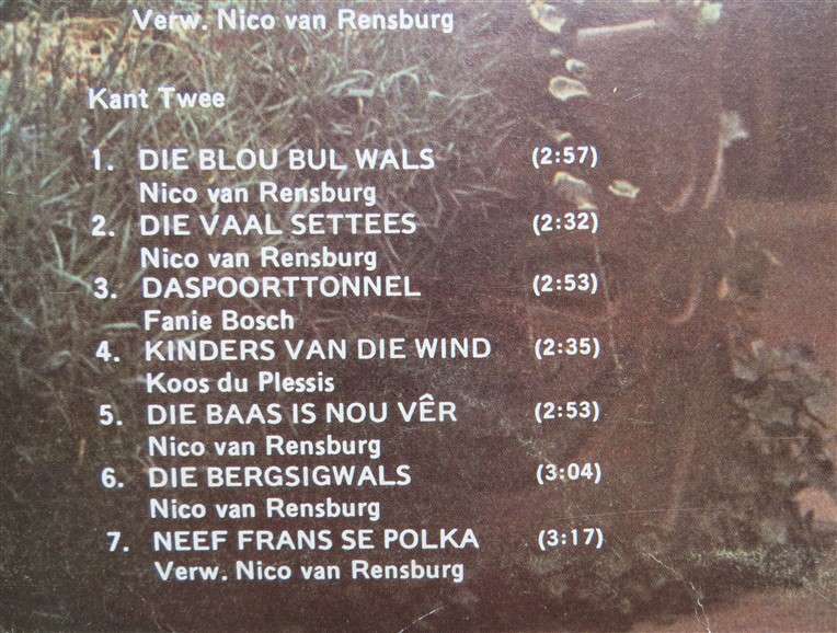 Nico Van Rensburg se Boerejol - Vintage Vinyl LP - VG