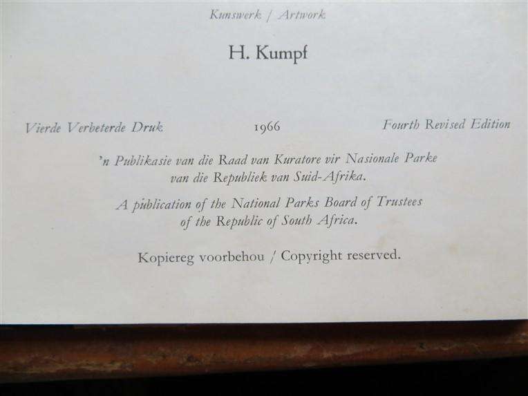 Mammals/Soogdiere of/van Kruger & other National Parks - Illustrations H.Kumpf - Well Used Copy