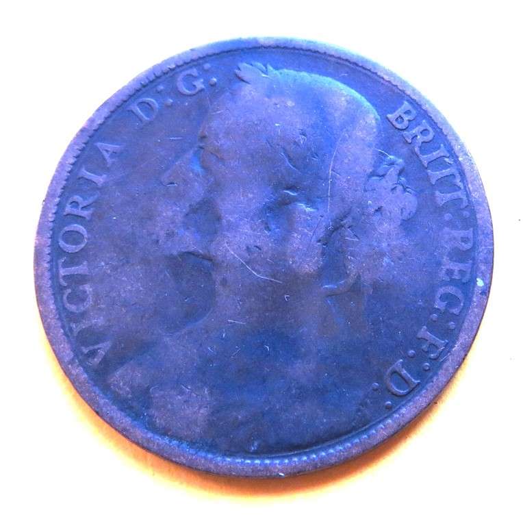 1887 SIMS Defaced Overstamped GB Penny 1d