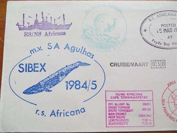 1985 Ship R.S Africana Prydz Bay Antarctica Krill Research Cover