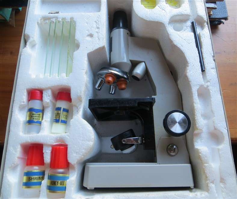 Vintage Versatile Microscope Set in Box - Untested - Sold As Is