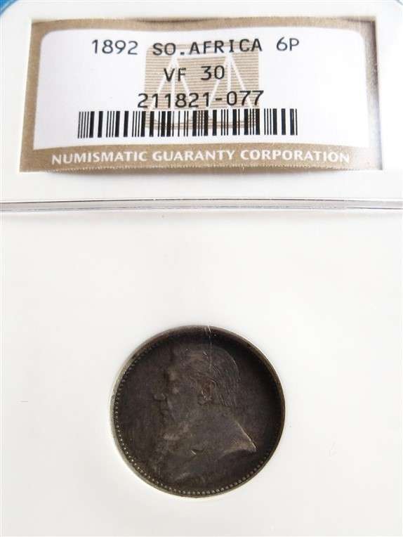 1892 ZAR 3d Tiekie Silver NGC VF30 Graded