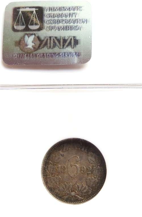 1892 ZAR 3d Tiekie Silver NGC VF30 Graded