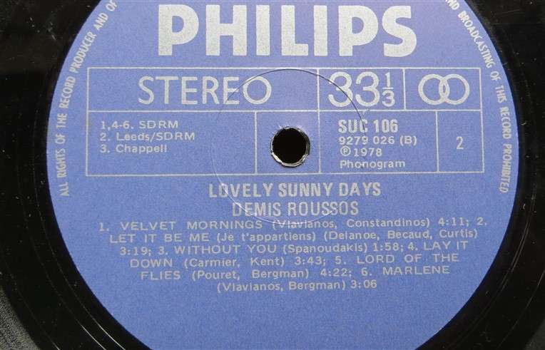 Demis Roussos - Lovely Sunny Days  - Vintage Vinyl LP - VG