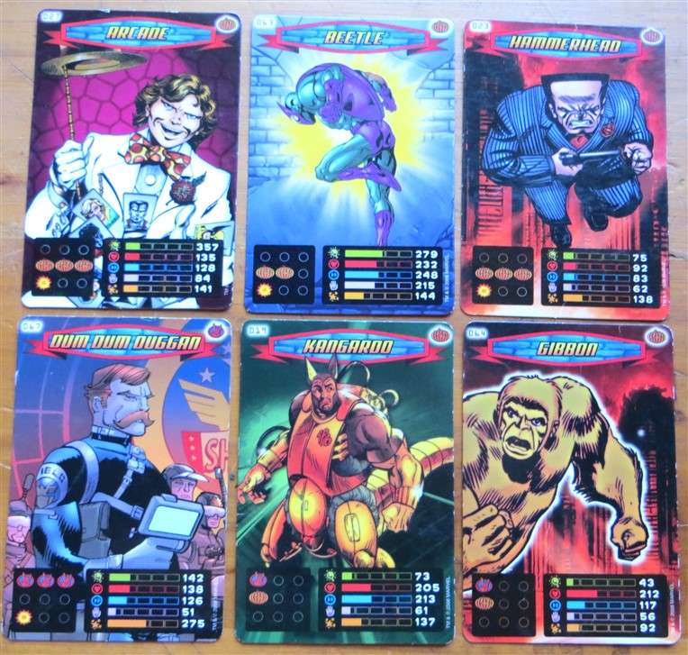 22 x Marvel Spiderman - Heroes and Villains Power Card Trading / Trump Cards