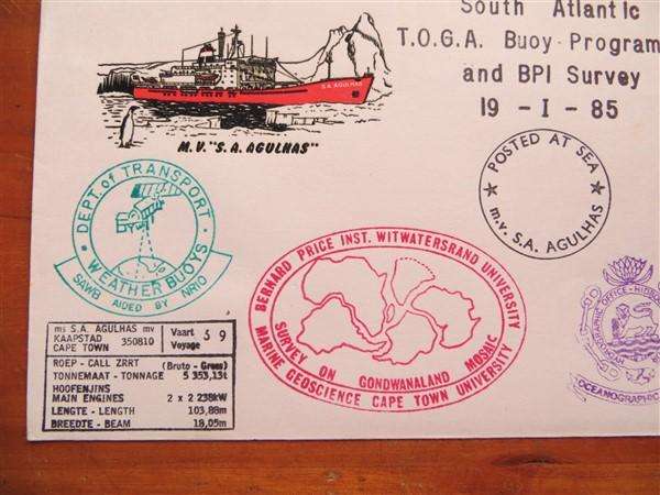 1985 Ship R.S Agulhas T.O.G.A Bouy programme & BPI Survey Cover
