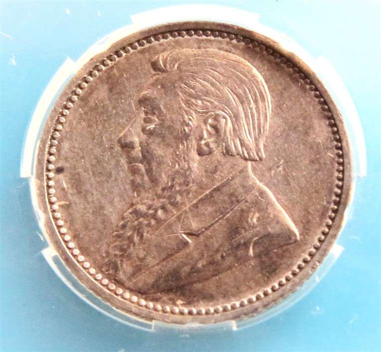 1895 ZAR 6d Sixpence Silver SANGS XF45 Graded