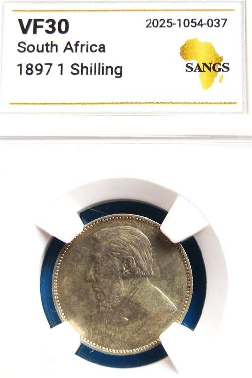 1897 ZAR 1 Shilling Silver SANGS VF30 Graded