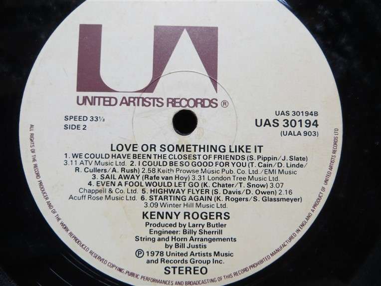 Kenny Rogers - Love or Something Like It - Vintage Vinyl LP - VG