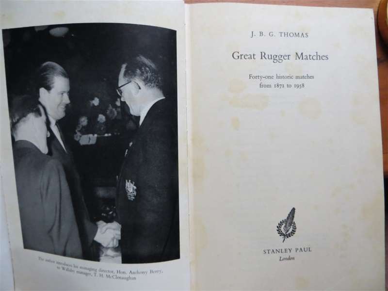 Great Rugger Matches - J.B.G Thomas 1960 - hardcover