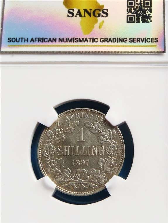 1897 ZAR 1 Shilling Silver SANGS VF30 Graded