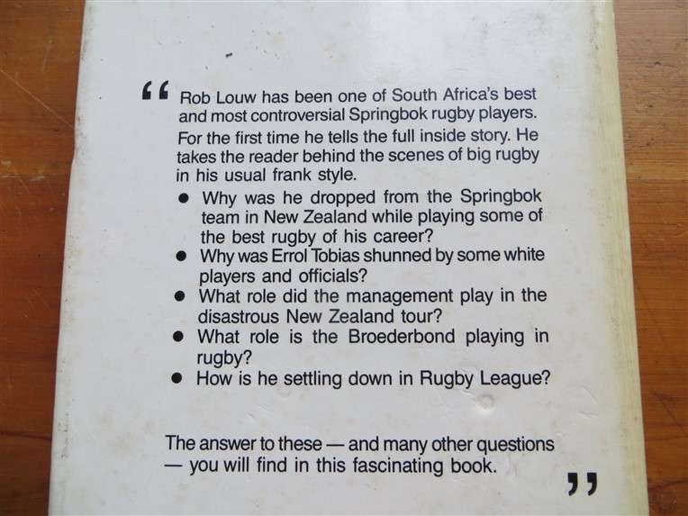 Rob Louw - For the Love of Rugby - John Cameron-Dow 1987