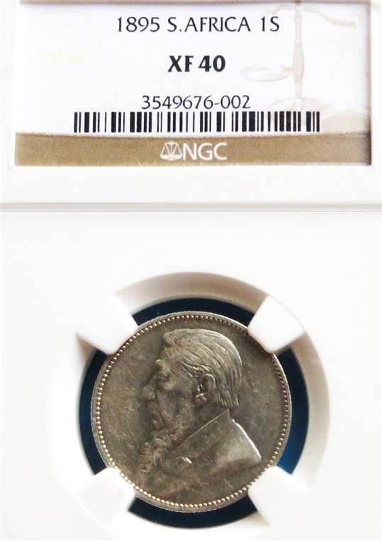 1895 ZAR 1 Shilling Silver NGC XF40 Graded