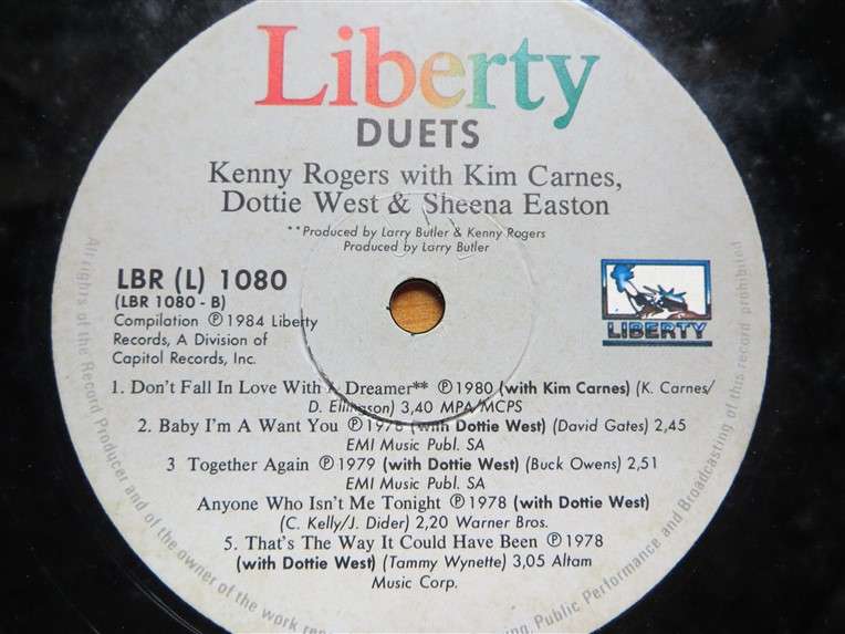 Kenny Rogers - Duets - Vintage Vinyl LP - VG