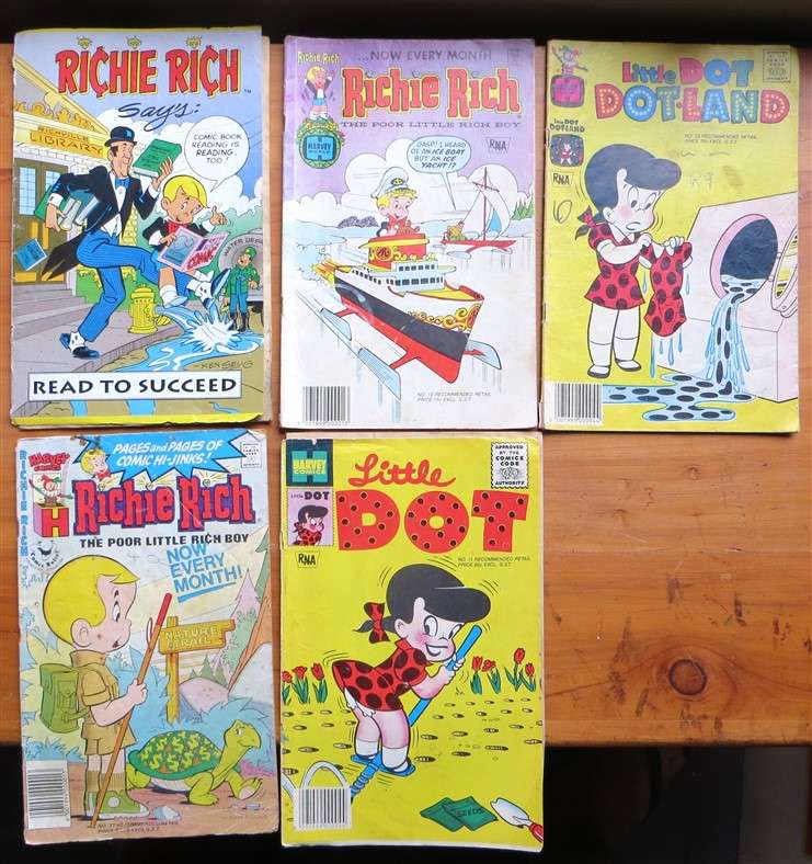 5 x Vintage Assorted Richie Rich / Little Dot Comics Lot - 1 Bid for All