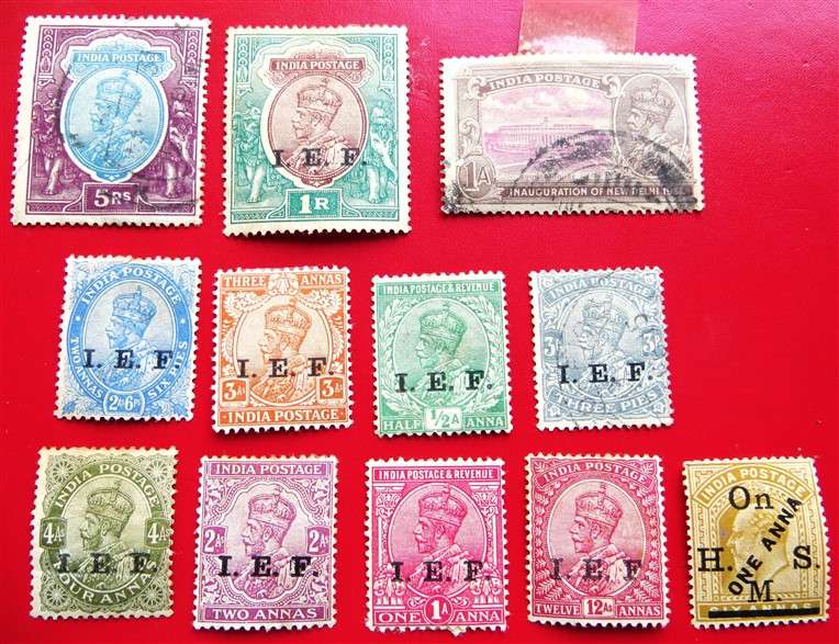 India KGV Lot - I.E.F Overprints - 5 Rupees - 1 Bid for the Lot