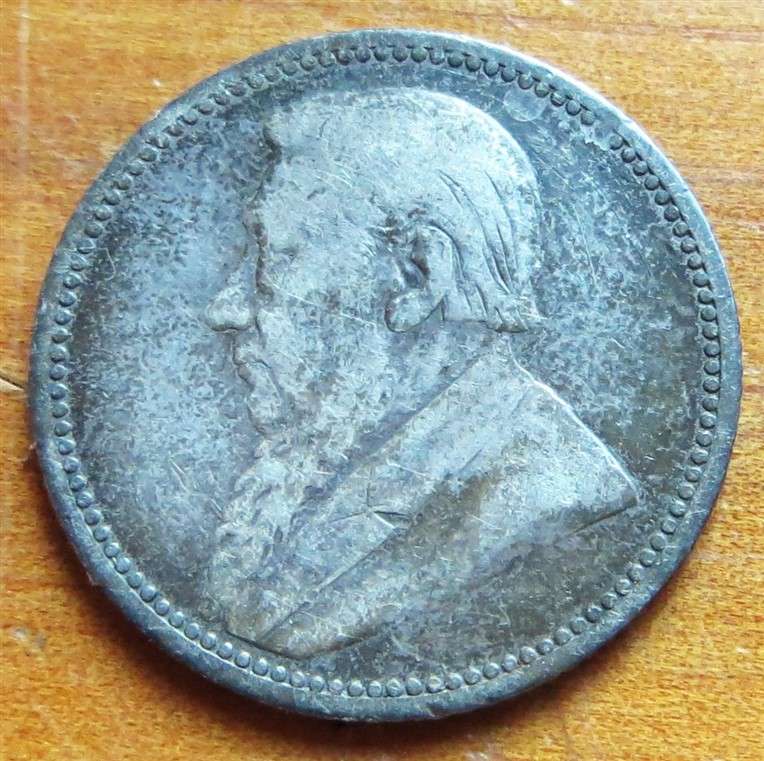 1894 ZAR Sixpence 6d Silver Coin