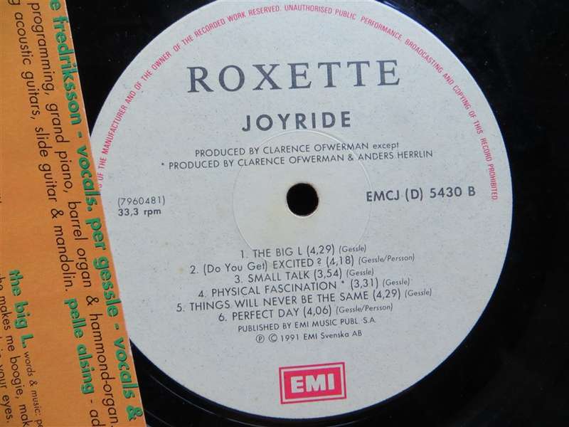 Roxette - Joyride -  Vinyl VG / Cover VG