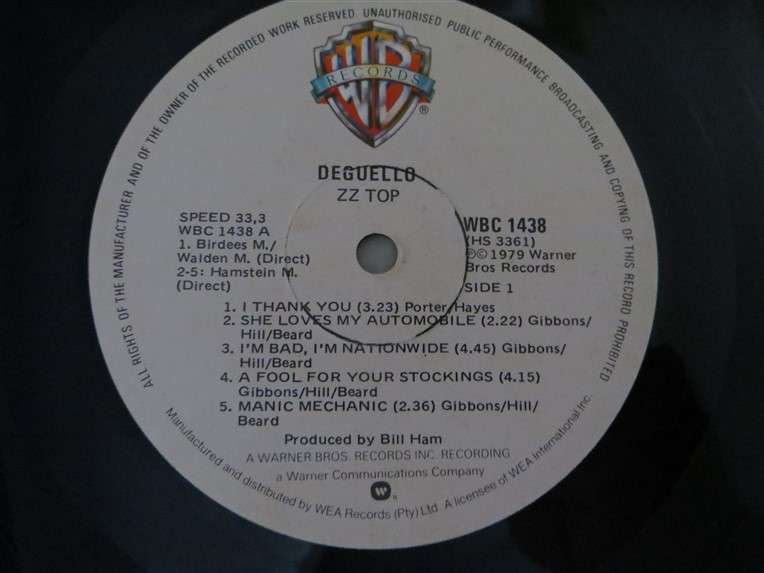 ZZ TOP - Deguello - Vintage Vinyl LP VG/Cover poor