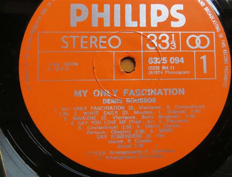 Demis Roussos - My only Fascination - Vintage Vinyl LP - VG