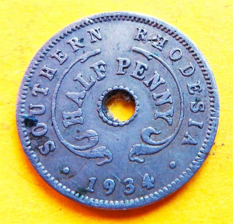 1934 Southern Rhodesia Half Penny