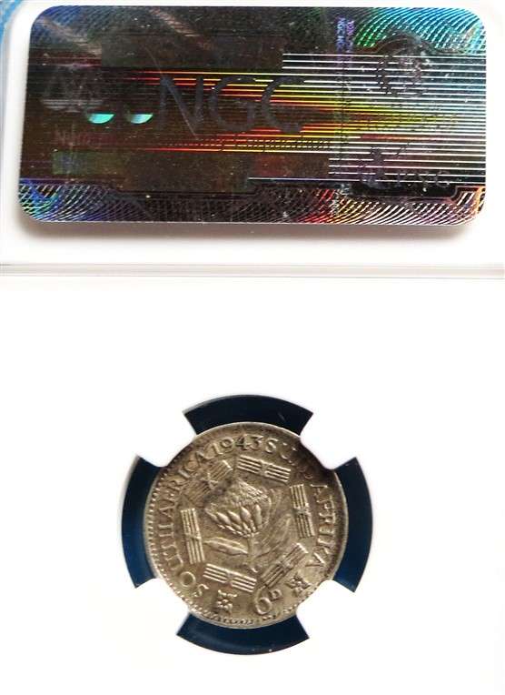 1943 SA 6d Sixpence Silver NGC VF25
