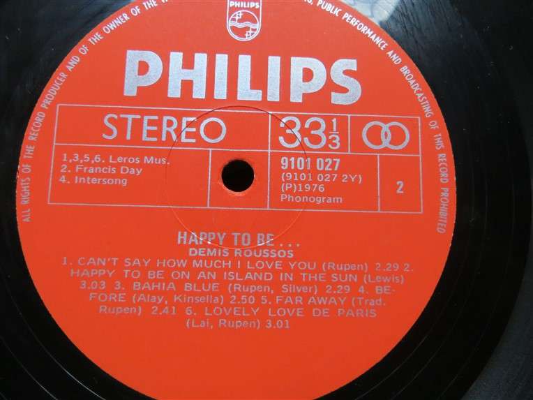Demis Roussos - Happy to Be - Vintage Vinyl LP - VG