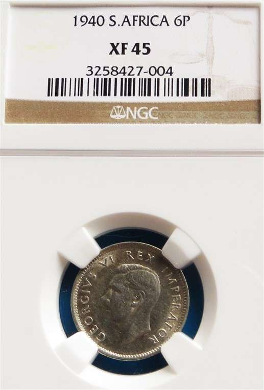 1940 SA 6d Sixpence Silver NGC XF45