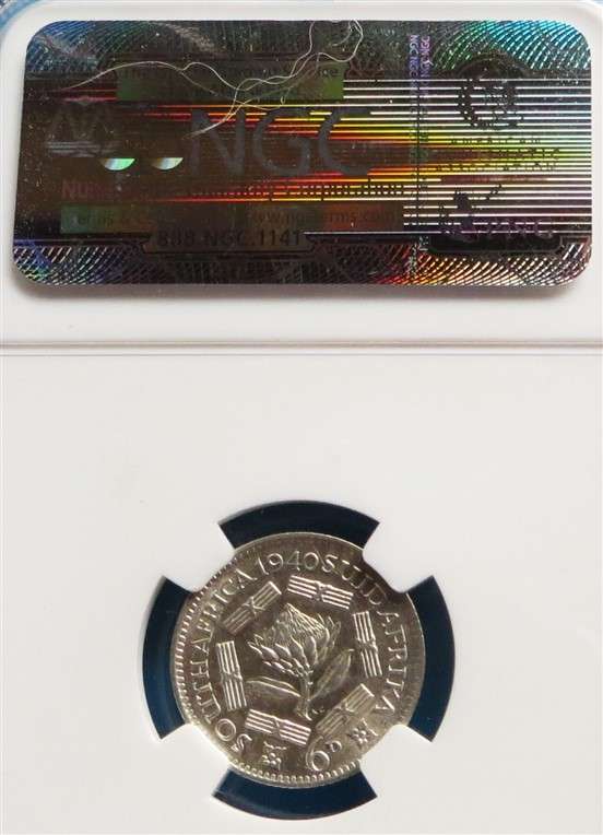 1940 SA 6d Sixpence Silver NGC XF45