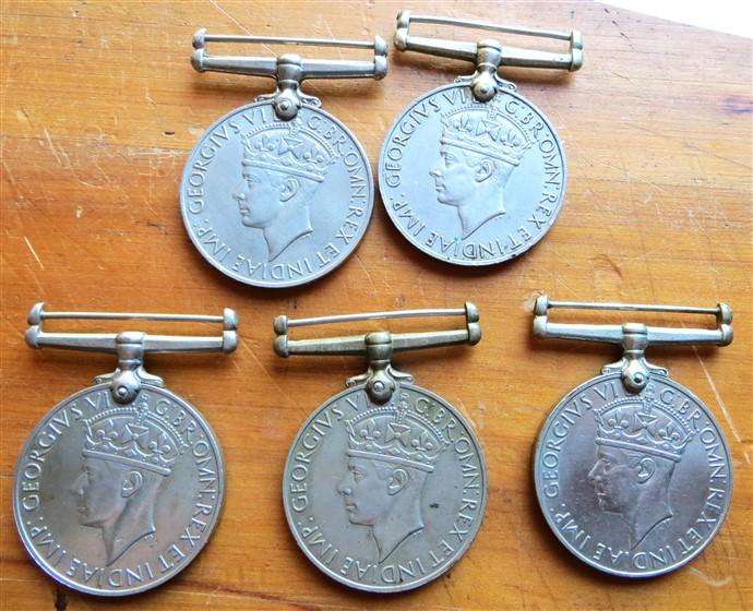 5 x 1939 - 1945 WW2 Medals - All Named - Bid per Medal