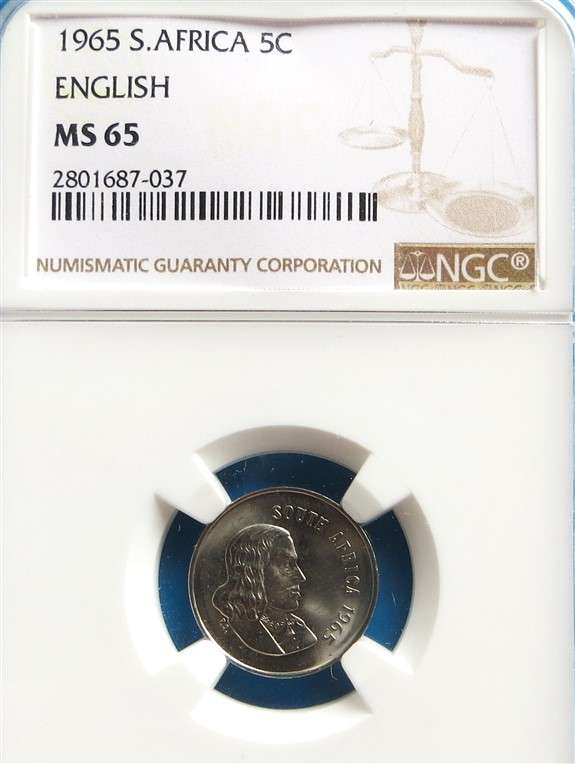1965 Proof 5c English NGC MS65 Graded