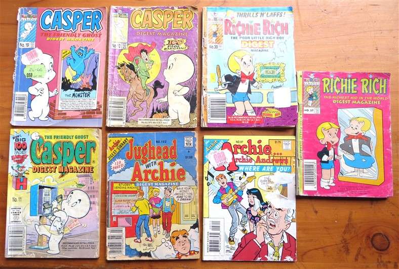 7 x Digest Comic Books  Casper / Archie / Richie Rich - 1 Bid for All