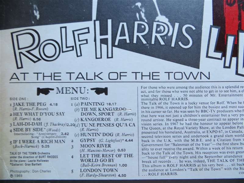 Rolf Harris - Live! -  Vinyl VG / Cover VG