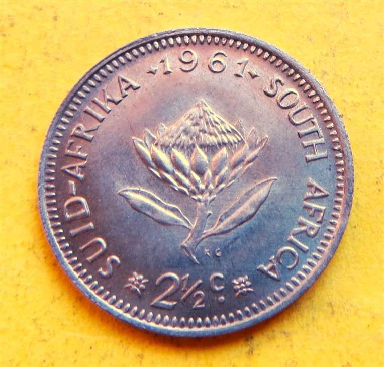 1961 Silver SA 2 1/2 Cent Tiekie