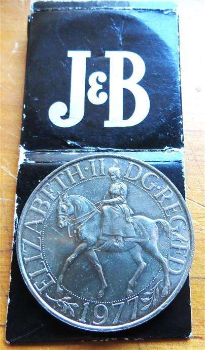 1977 Commemorative Gb Crown in J&B Whisky Flip
